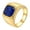 Gold-Blue Stone, variant on Men's Stainless Steel Minimalist Square Cut Gemstone Signet Biker Rings CZ Crystal Stone Punk Finger Jewellery Gold-Red Stone Size 10