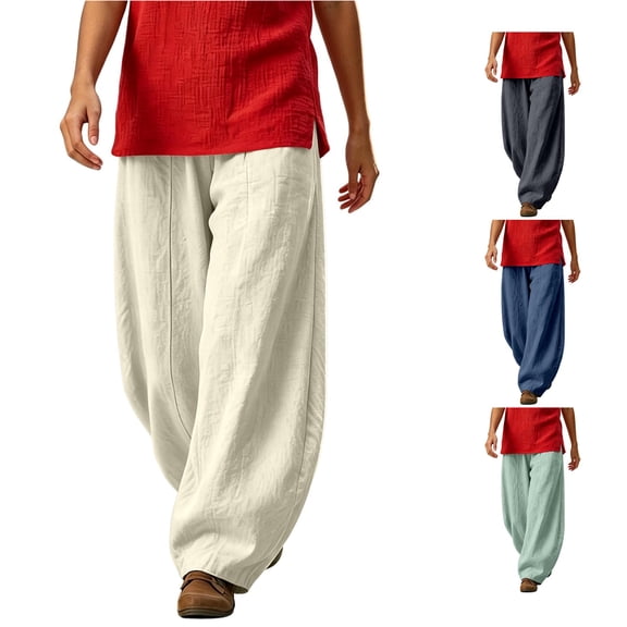 XAOFW Plus Size Wide Leg Pants For Women Loose Fit Elastic Waist Casual Harem Trousers Everyday Comfort Palazzo Pants For Women Breathable Bottom XXXL