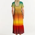 thumbnail image 4 of Penkiiy Women's Summer Casual Short Sleeve Crewneck Dress Casual Flowy Tiered Maxi Beach Dress With Pockets Gradient Print Dress S Multicolor, 4 of 7
