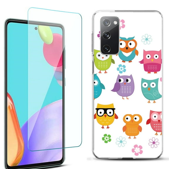 Slim-Fit Protective Phone Case for Samsung Galaxy S20 FE 5G Fan Edition, with Tempered Glass Screen Protector, by OneToughShield ® - Happy Owl