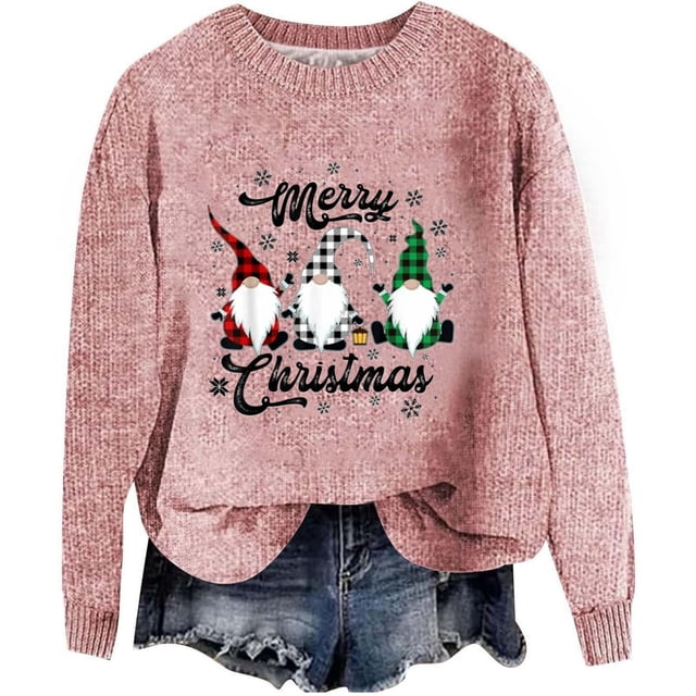 GDREDA Chandail Décontracté à Manches Longues pour Femmes, Mode Automne et Hiver, Imprimé Lettre, Col Rond, Épaules Tombantes, Rose, TTTTG