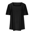 thumbnail image 6 of GERsome Womens Plus Size Summer Tops Square Neck T Shirts Puff Short Sleeve Shirt Eyelet Tunics Summer Casual Loose Blouses XL-5XL, 6 of 7