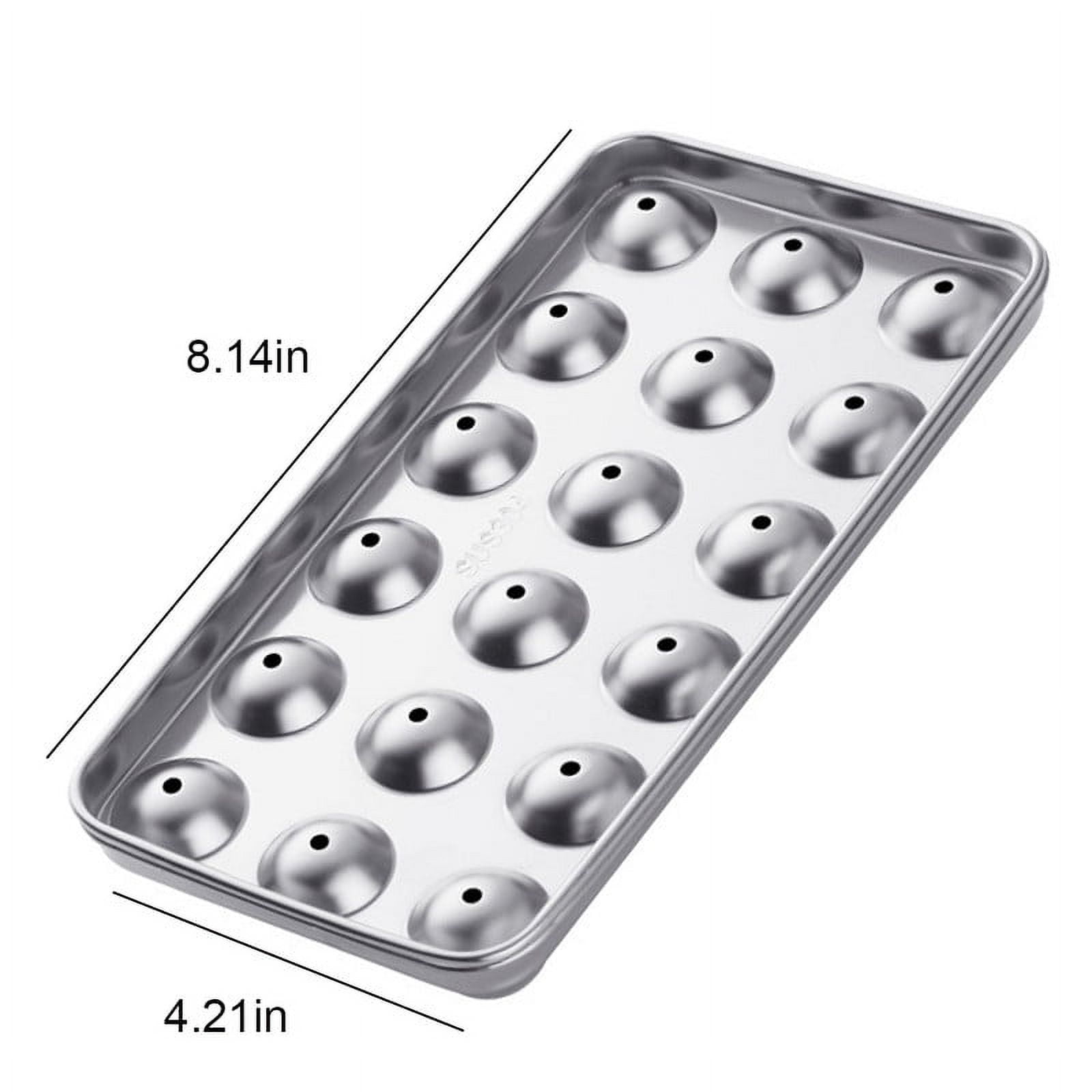 MZHICH 2 Pack Stainless Steel Ice Ball Maker with Lids for Freezer Whiskey Water