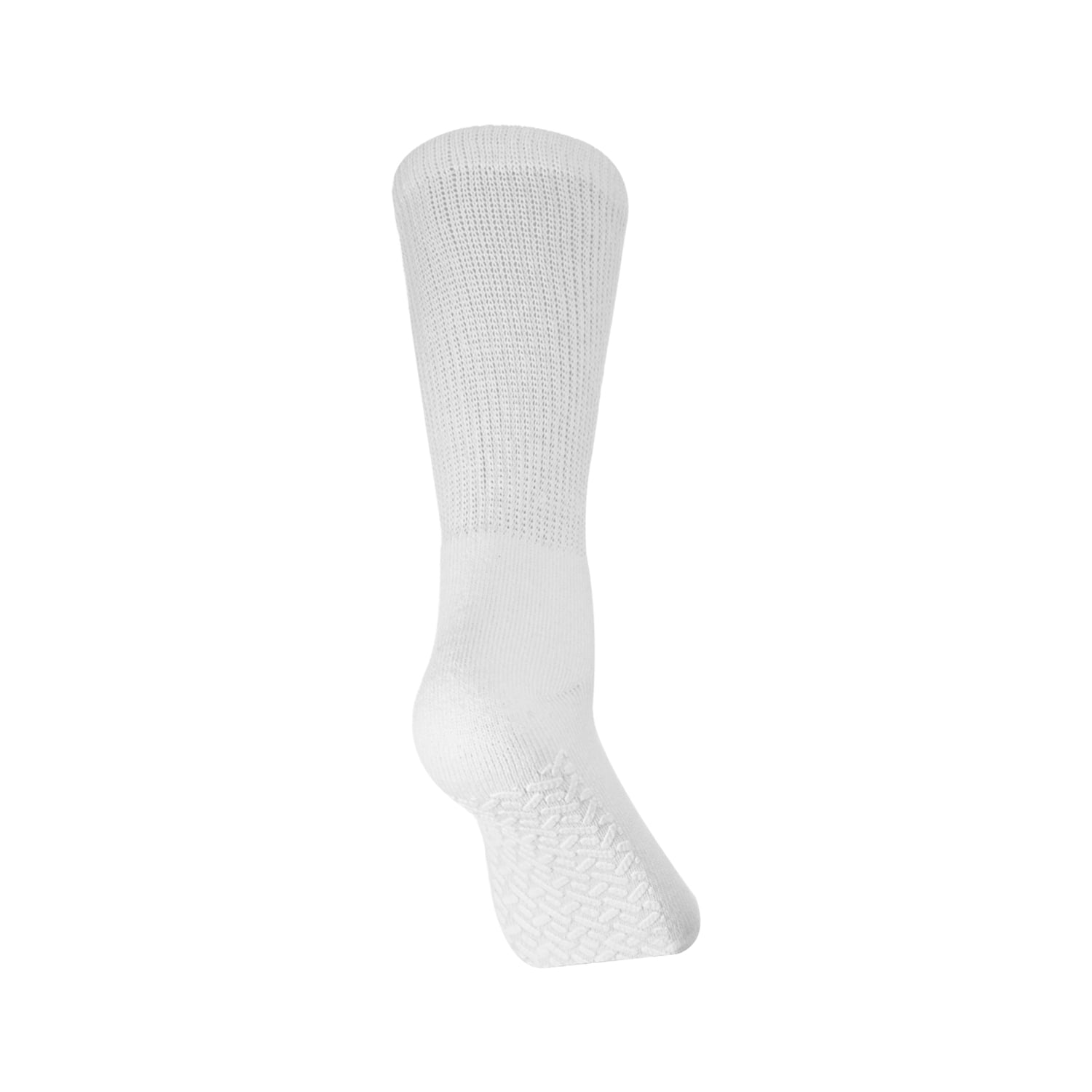 Diabetic Socks Non Skid Hospital Loose Fitting Slipper Socks With Gripper Bottoms 2 Pack Savings Gripper socks (9-11, White)