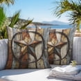 thumbnail image 5 of Waterproof Throw Pillow Covers Set of 2, 24x24 Inch Vintage Farmhouse Decorative Pillowcases Outdoor Pillow Slip Cushion Covers Set for Couch Tent Country Western Texas Star Wood Grain, 5 of 7