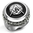 thumbnail image 1 of High Polished No Plating Stainless Steel Ring with Top Grade Crystal, Jet - Size 11, 1 of 1