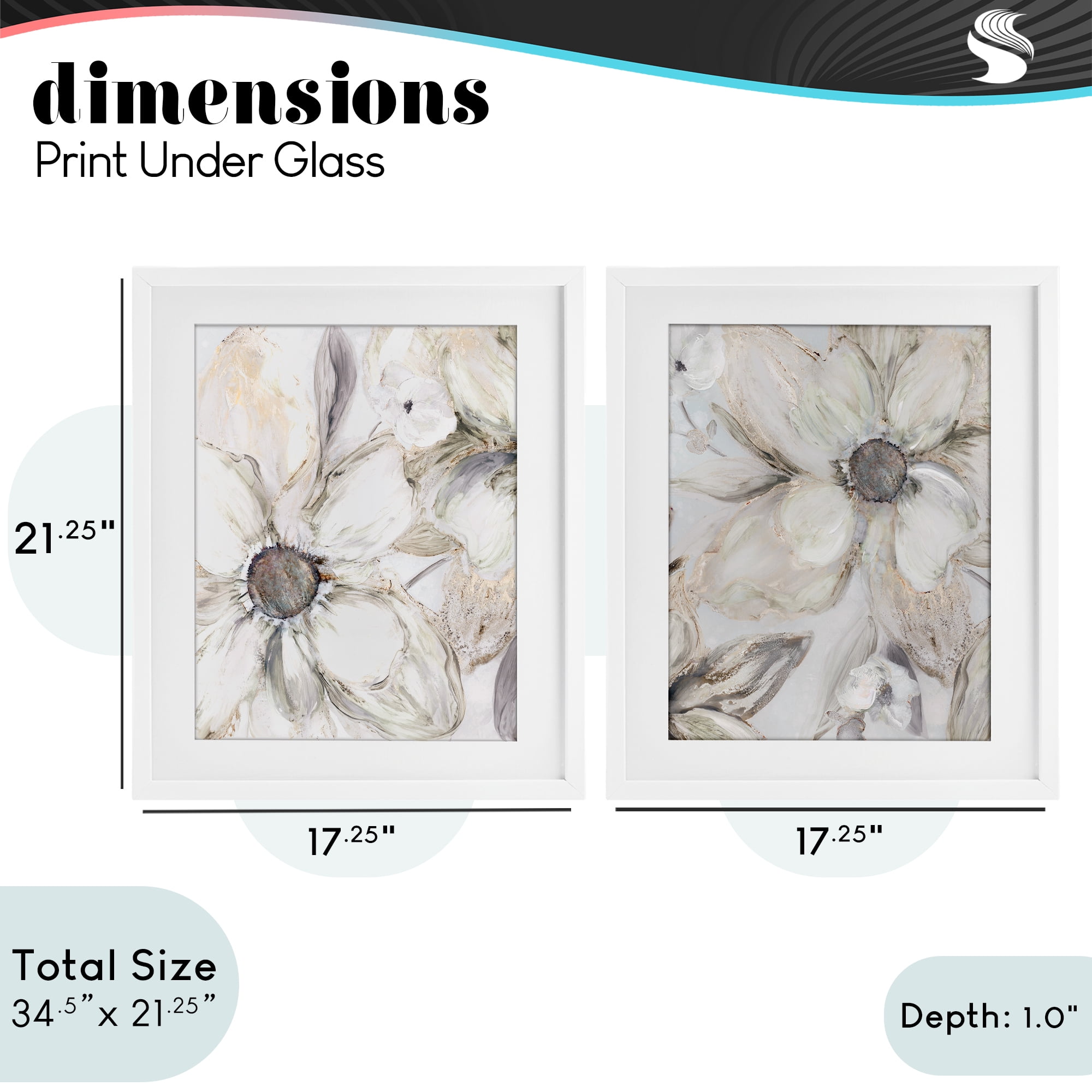 Stupell Industries Sandstone Tinted Blooms 2 Piece White Framed Print Under Glass Set, design by Carol Robinson