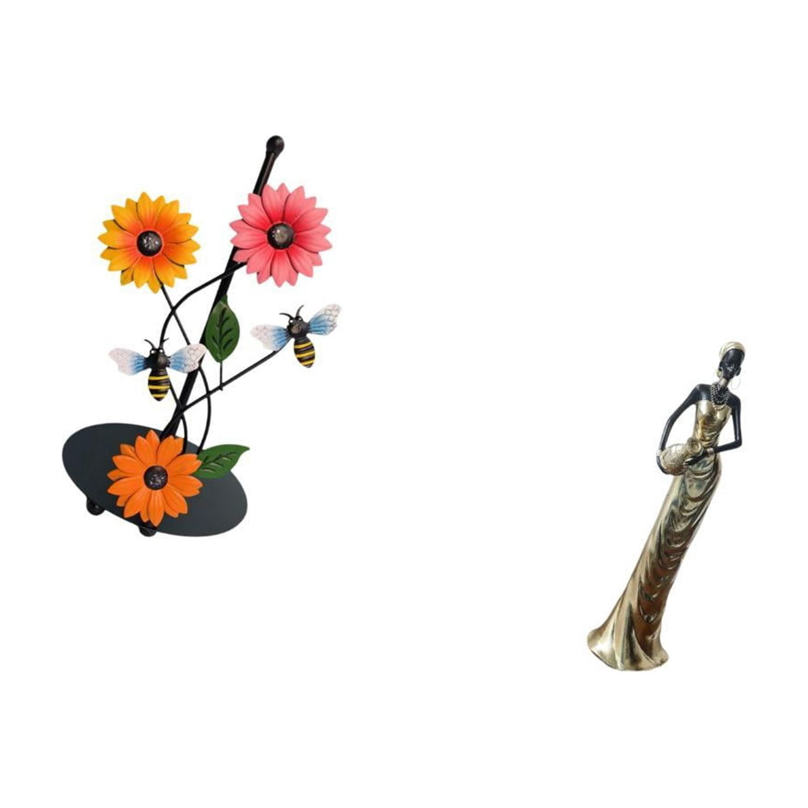 Fiocias Toilet Paper Holder Paper Towel Holder Countertop Standing Kitchen Roll Holder Desktop African Figurine Art Crafts Resin Iron Tissue Rack Suitable for