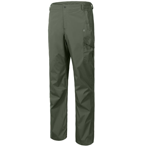 Little Donkey Andy Men's Lightweight Waterproof Rain Pants Breathable Hiking Pant for Outdoor Fishing Dark Green S