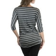 thumbnail image 3 of ToBeInStyle Women's Striped Drop-Sleeve Side Shirring Top, 3 of 12
