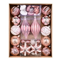 36pcs Christmas Balls Set, CXALSSY Unbreakable Christmas Balls on Sale, Pink Plastic XMAS Tree Ball, XMAS Balls Ornaments Decorations