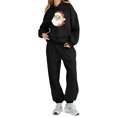 thumbnail image 4 of Girls 2 Piece Outfits Christmas Printed Funny Hoodie and Joggers Pant Set Tracksuit Loose Sweatsuits with Pockets (3-4 Years, Black), 4 of 5