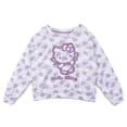 thumbnail image 3 of Hello Kitty French Terry Drop Shoulder Pullover Sweatshirt, Ribbed T-Shirt and Shorts 3 Piece Outfit Set Toddler to Big Kid, 3 of 5