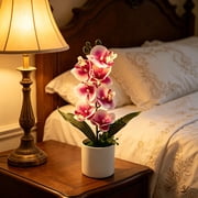 Artificial Orchid Plant,Phalaenopsis Orchid Potted Set with 7 Flowers,Realistic artificial Flower Arrangement for Home Decor,Wedding Floral Centerpiece,Lifelike Silk Flower Decor for Table and Shelf