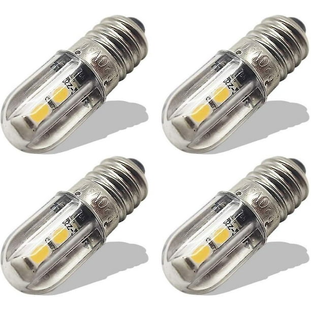 Bombilla LED E10 220 V 230 V CA Luz indicadora LED de ahorro de energía Base de tornillo de 8 mm 3030 4 smd Bombilla de actualización de conjuntos de chips LED, blanco cálido (paquete de 4)