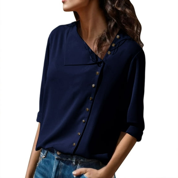 Women'S Clothing, Tops for Women Trendy, Trendy Women's Blouses French Loose Fit Long Sleeve Shirt for Autumn Casual Wear