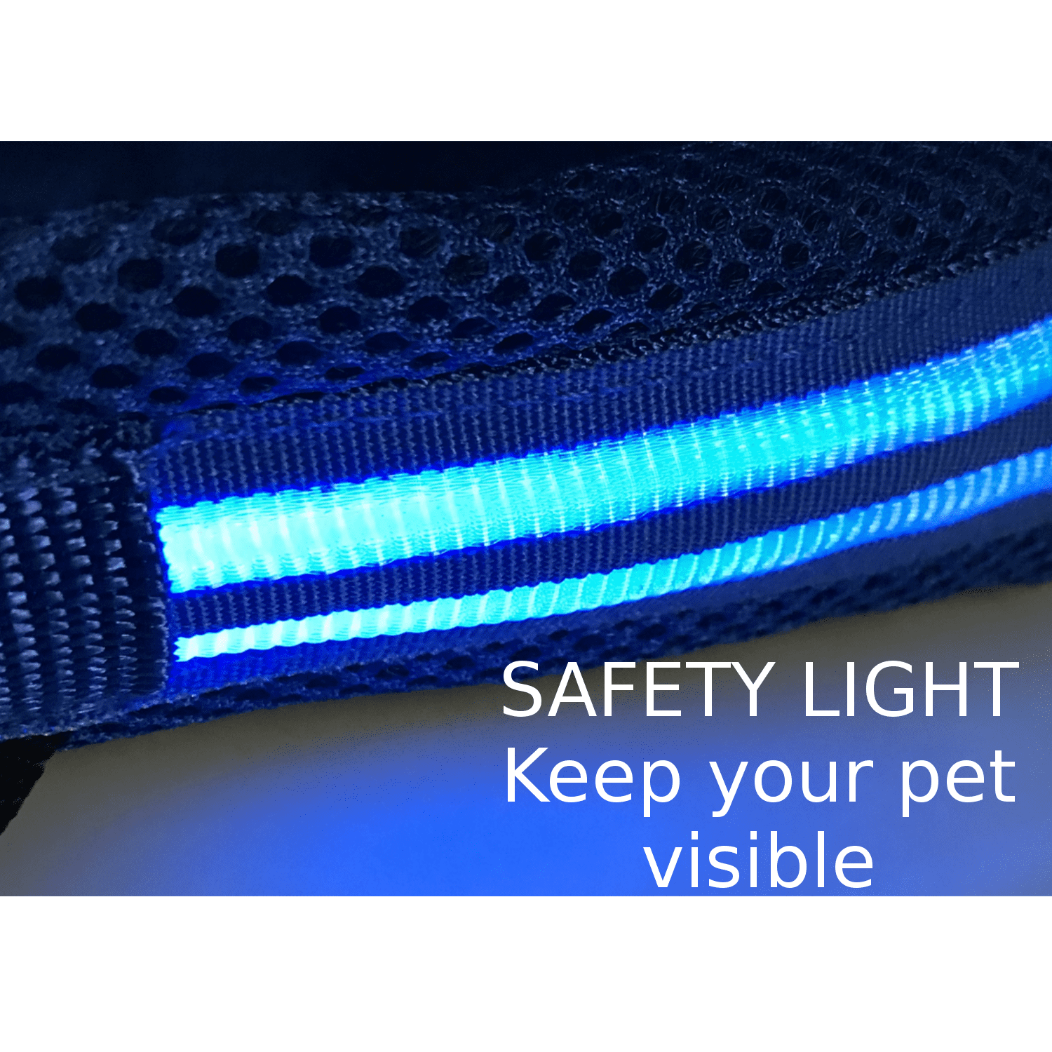 Outdoor Dog Harness with LED chest lights, reflective chest seams, fast slip adjustable clip, no choke / no-pull design for control over extra small (XS), small, medium, large, & extra large(XL) dogs