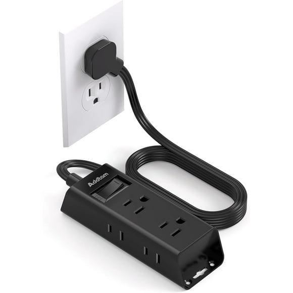 shiyou-Flat Extension Cord 10 ft - Flat Plug Power Bar with 6 Outlets Extender, No Surge Protector for Cruise Ship, Dorm Room Travel Essentials, ETL Listed, Black
