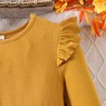 thumbnail image 4 of YWDJ Flower Girl Dress Toddler 8-12 Years Round Neck Ruffle Knit Long Sleeve Patchwork Plaid Hem Dress Yellow 11T, 4 of 6