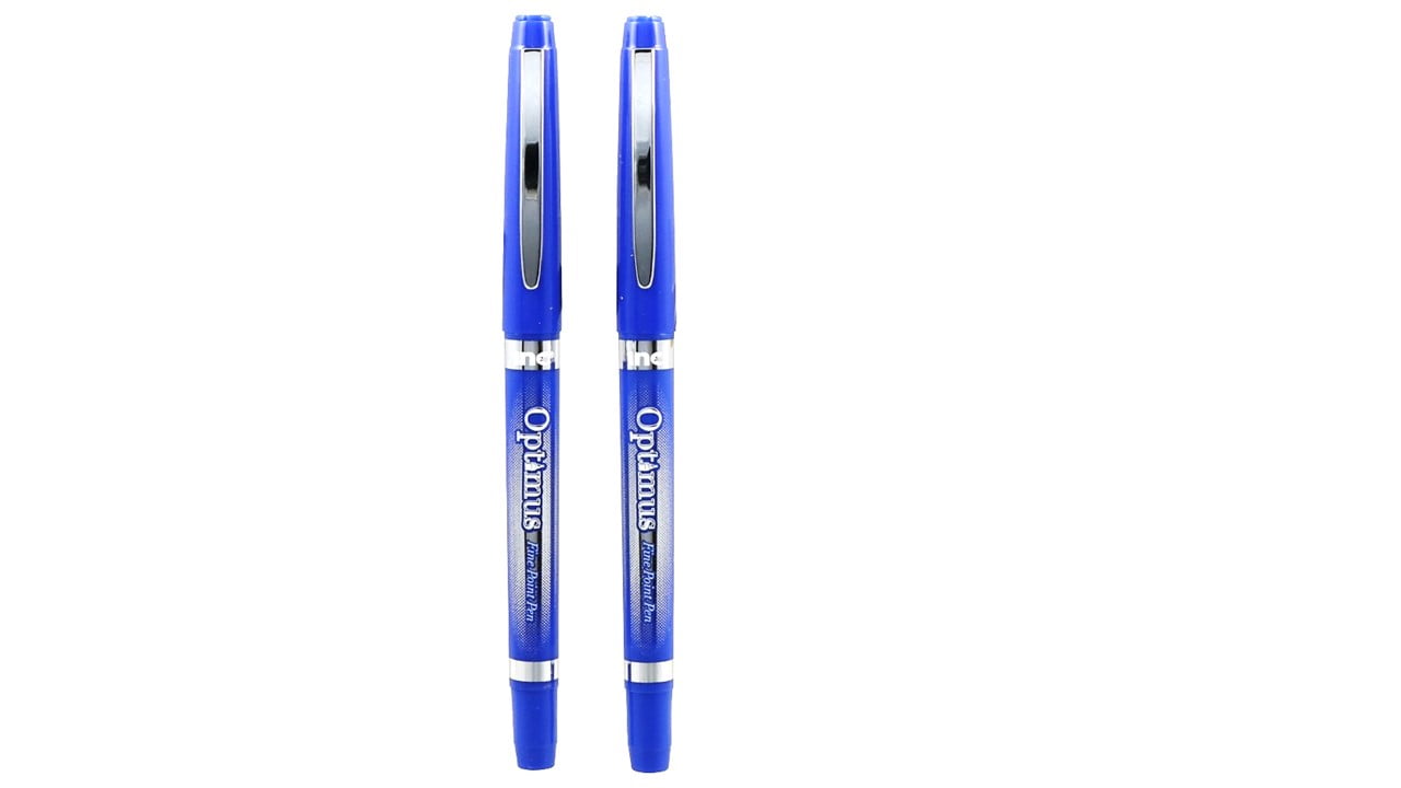 Inc. Optimus Felt Tip Fine Point Pens, No Bleed Blue Ink, 4 Pack, 8 Pens  Total