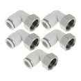 thumbnail image 1 of Conectores de aire de empuje a conectar Unique Bargains 1/2" con conector hembra de 90 grados de plástico y metal 1/2" BSPT 5 piezas tono blanco plateado, 1 of 1