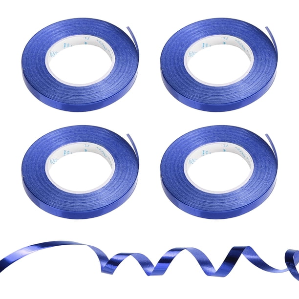 Cinta de Rizo Uxcell Cinta Metálica de 3/16" 11 Yardas 4 Rollos para Decoración de Fiestas Regalo Champagne Dorado, Azul Oscuro