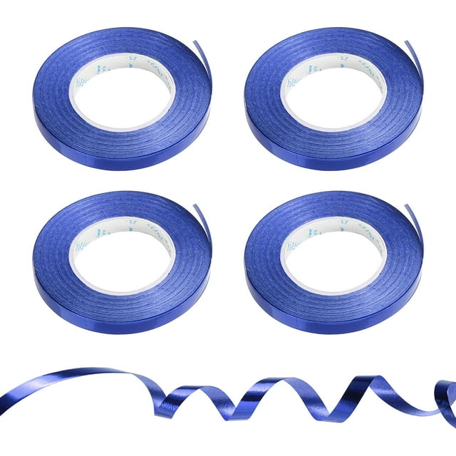 Cinta de Rizo Uxcell Cinta Metálica de 3/16" 11 Yardas 4 Rollos para Decoración de Fiestas Regalo Champagne Dorado, Azul Oscuro