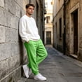 thumbnail image 4 of Men's Casual Solid Sweatpants Elastic Waist Drawstring Joggers Loose Fit Tapered Athletic Pants with Pockets, XL, 4 of 8
