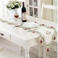 thumbnail image 4 of Nvzi Camino de mesa clásico de 15 x 86 pulgadas, flores bordadas con encaje beige, lavable, para mesa de comedor, decoración - Rosa roja, 4 of 5