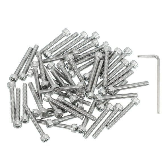 Uxcell Hex Socket Head Cap Screws Bolts, Stainless Steel Socket Drive Machine Screws with Hex Wrench, Full Threads M4 x 30mm 50