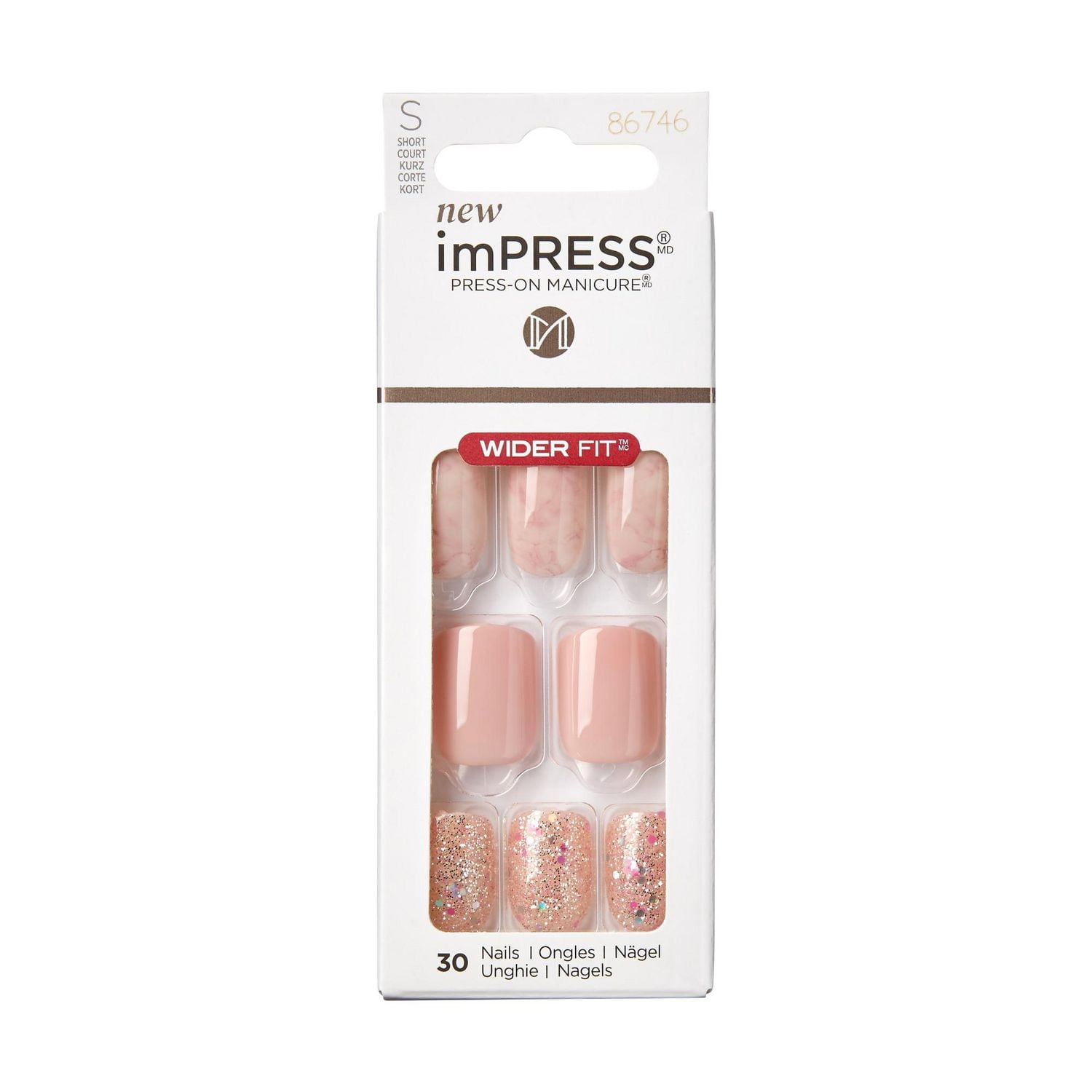 KISS ImPRESS Press-On - Just a Dream - Fake Nails, 30 Count, Short