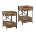 thumbnail image 5 of VECELO Set of 2 Nightstand with 2-Drawer and Open Storage Shelf, Side End Table for Living Room, Bedroom, Brown, 5 of 11