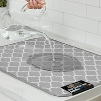 GORILLA GRIP Dish Drying Mat Thick Absorbent Microfiber Mat for Under Dryer Rack 18x3 In Quatrefoil