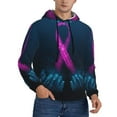 thumbnail image 2 of Kdxio Two Human Hands are Holds Pink Ribbon Awareness Print Mens Casual Hooded Collar Drawstring Hoodies Pullover Sweatshirts Casual Long Sleeve Shirts-Large, 2 of 7