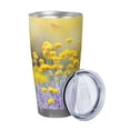 thumbnail image 2 of Fotbe Flowers And Butterflies Pattern 20 oz Tumbler Stainless Steel Vacuum Insulated Coffee Ice Cup Double Wall Travel Flask Leak-proof Coffee Cup-Straw Three-piece Set, 2 of 8