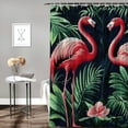 thumbnail image 2 of Patifu Flamingos Jungle Art Deco Shower Curtain with Hooks 36"x72, 2 of 7