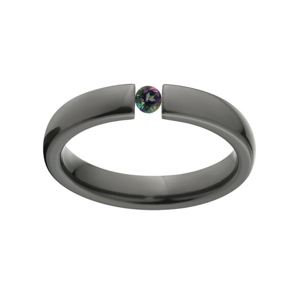 Mystic Topaz 4mm Black Zirconium Tension Set Ring