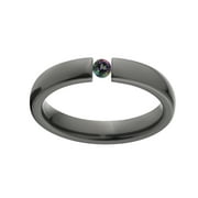 LUXURIEN Mystic Topaz 4mm Black Zirconium Tension Set Ring