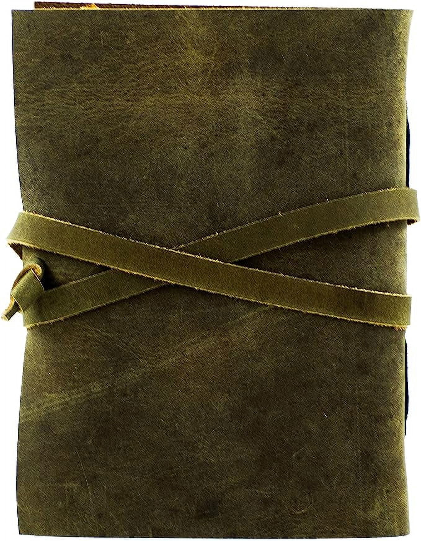OVERDOSE Deckle Brown Leather Journal - Vintage Travel Journal for Men & Women Sketch Writing Diary Sketchbook Book of Shadows Handmade Vintage Deckle Edge Paper - 5 x 7 inches | 12 x 17 cm | A6