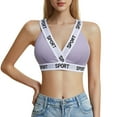 thumbnail image 1 of ManxiVoo Soutien-Gorge Léger à Bord Contrastant avec Détail de Lettres à la Mode Confortable Top Triangle Sans Armatures Taille g Violet Clair, 1 of 5