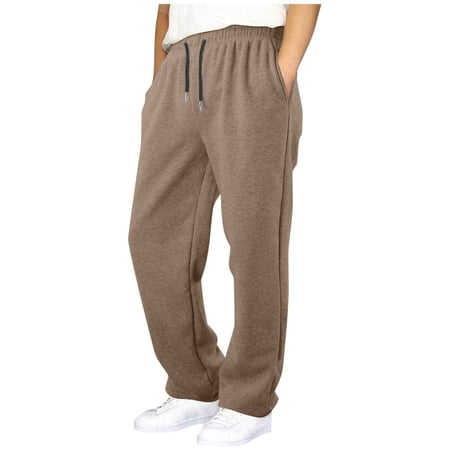 Pants for Teens Trendy Boys Baggy Sweatpants Straight Leg Open Bottom Casual Pants Elastic Waist Athletic Joggers Sweat Pants with Pockets