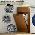 thumbnail image 3 of Pusnapku Tilt-Out Laundry Hamper Cabinet, Hidden Trash Can Cabinet with Drawer, 22" Freestanding Fluted Wood Recycling Station for Kitchen, Bathroom, 3 of 9