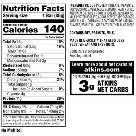 Atkins Snack Bar - Peanut Butter Fudge Crisp - 5ct