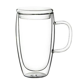 PARACITY Clear Coffee mug 14oz, Glass Mugs Set of 2, Large