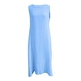 thumbnail image 3 of Annhoo Womens Cotton Linen Dresses Round Neck Sleeveless Plus Size Casual Comfy Beach Long Sundresses with Pockets, 3 of 6