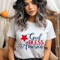 thumbnail image 2 of God Bless America T-Shirt, Patriotic Script Graphic Tee, Red White Blue Shirt, Sport Grey, Size M, 2 of 6