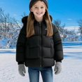 thumbnail image 3 of Teylalorva Girls Outerwear Jackets Reversible Fleece Lined Hooded Puffer Coat Warm Winter Outdoor Coat（1-12） Black Size 3T, 3 of 8