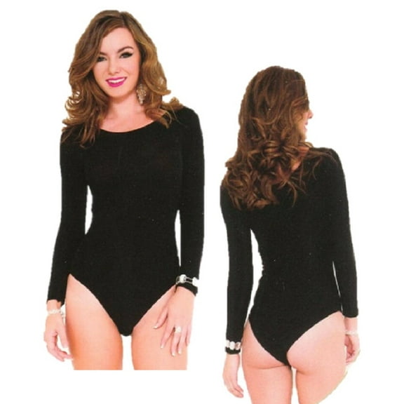 Music Legs Women's Long sleeve opaque teddy 8170-BLACK