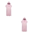 thumbnail image 2 of Minnieouse Albornoz a prueba de viento de secado rápido de microfibra de manga corta para hombres y mujeres con capucha de Color sólido albornoz Rosa claro 2piezas, 2 of 6