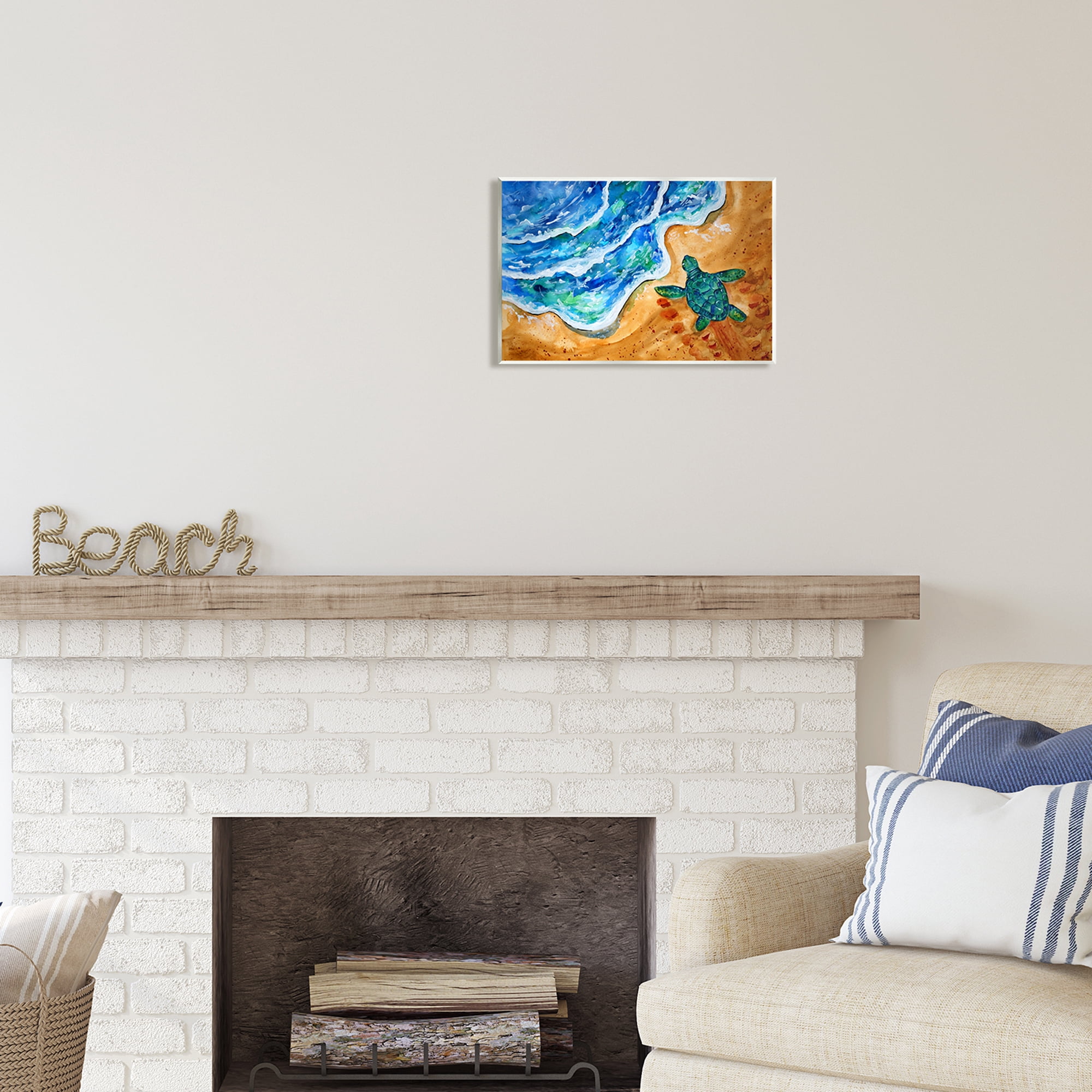 Stupell Industries Abstract Turtle on Shore Animals & Insects Painting Unframed Art Print Wall Art, 15 x 10